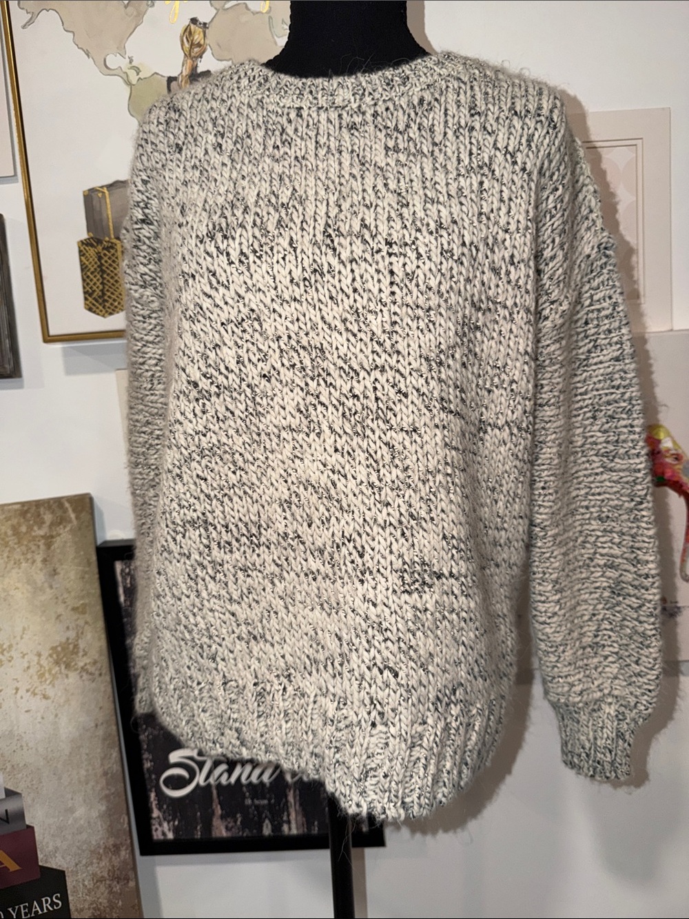 J. Crew Marled Crewneck Sweater in Cream and Gray